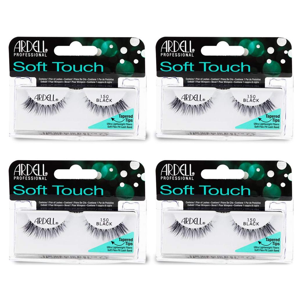 Pestañas Postizas Ardell Soft Touch 150 - Negras, Paquete de 4