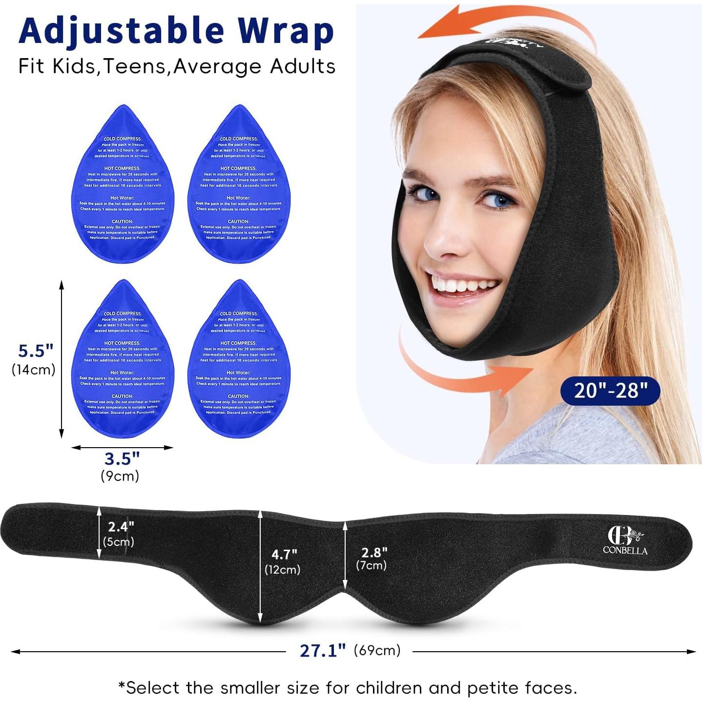 Compresa de Hielo CONBELLA para Alivio de Dolor Facial - Negro