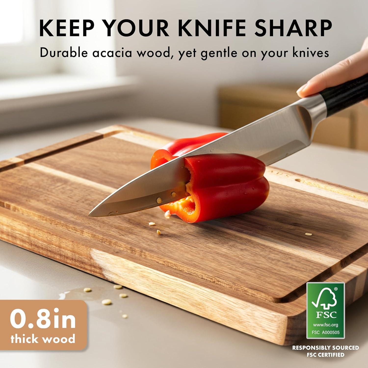 Juego de 3 Tablas de Cortar de Madera de Acacia EDELHAUS