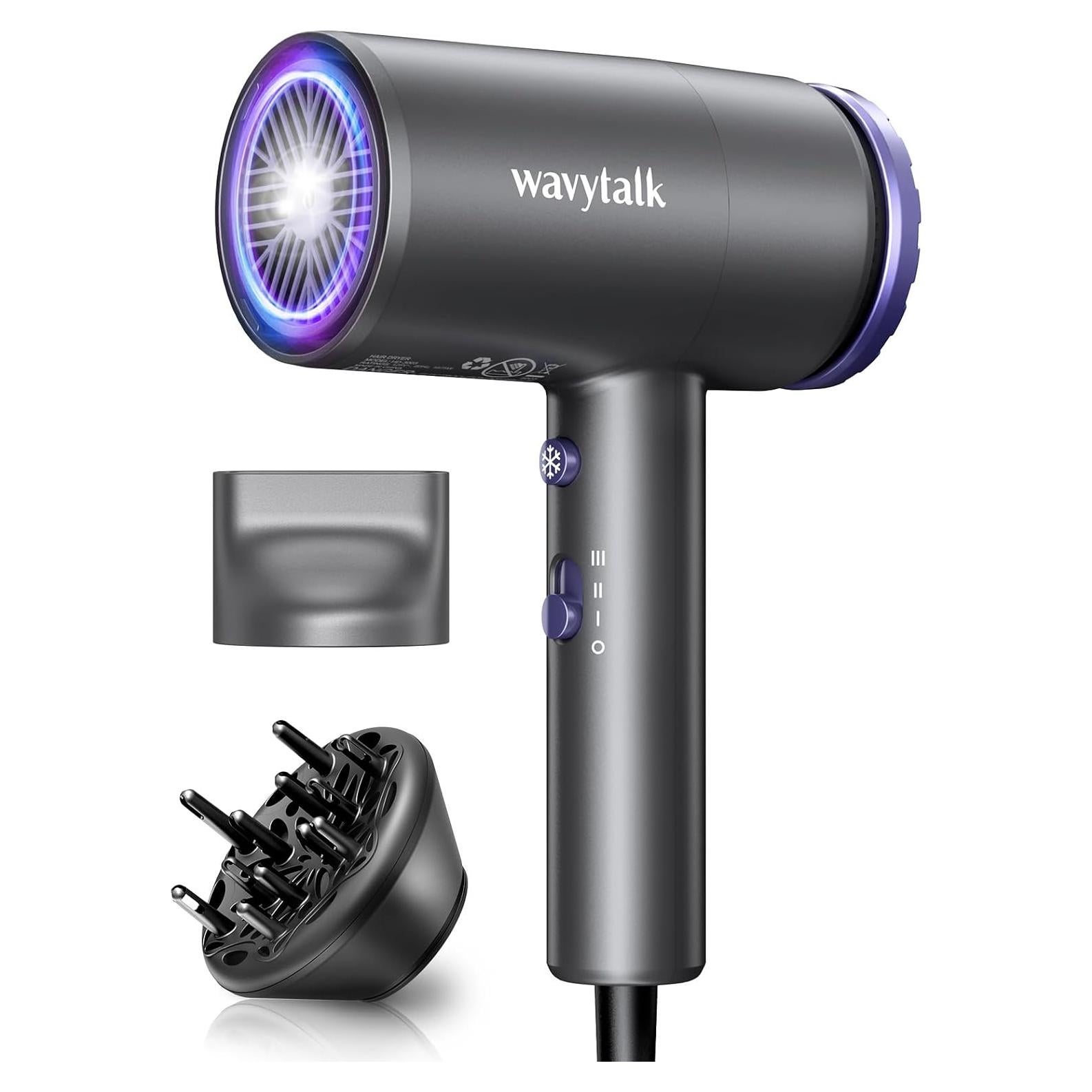 Secador de Pelo Wavytalk 1875W Iónico con Difusor y Boquilla