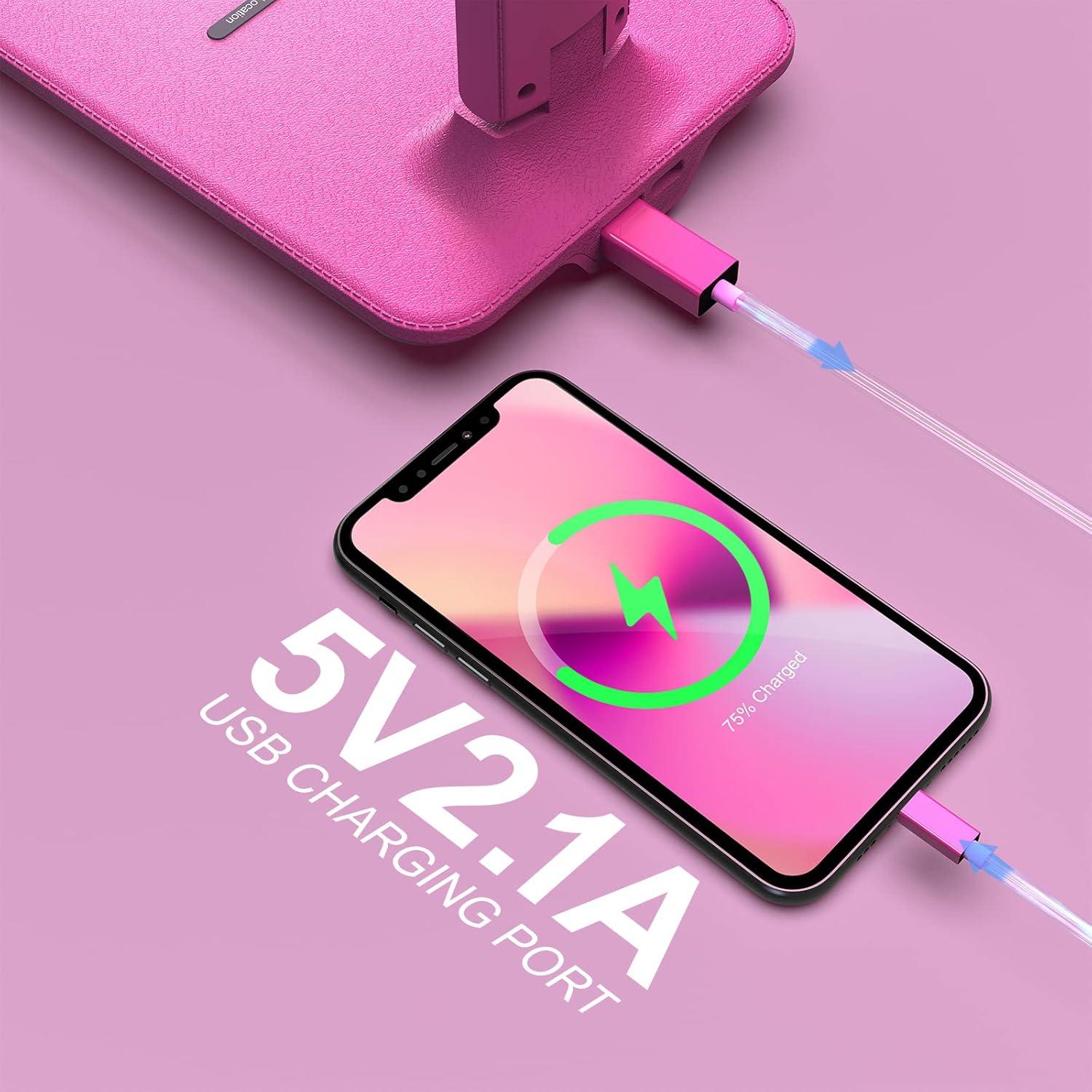 Lámpara de Escritorio LED Poukaran con Cargador Inalámbrico Rosa