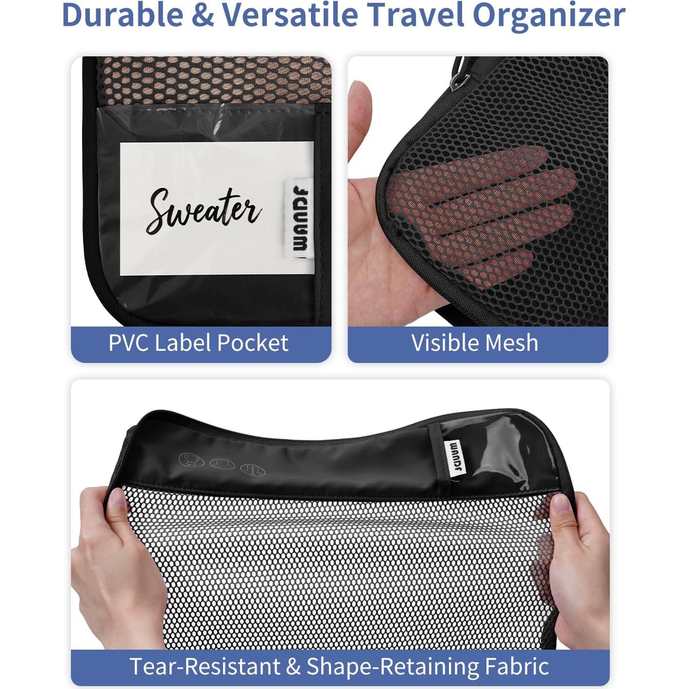 Set de Cubos de Compresión WANDF 7 Piezas para Viajes Negro