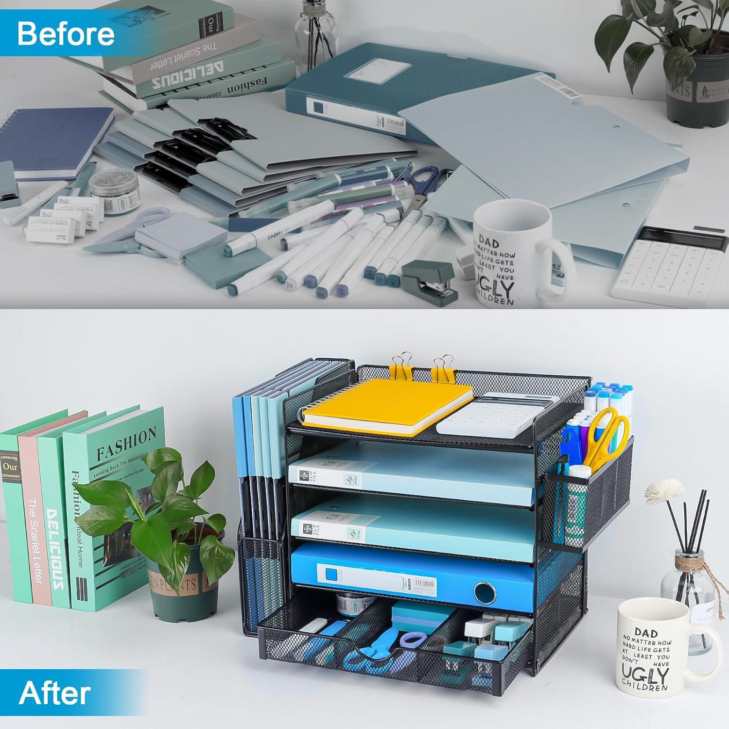 Organizador de Escritorio Lemonsea 5 Niveles Metal Negro