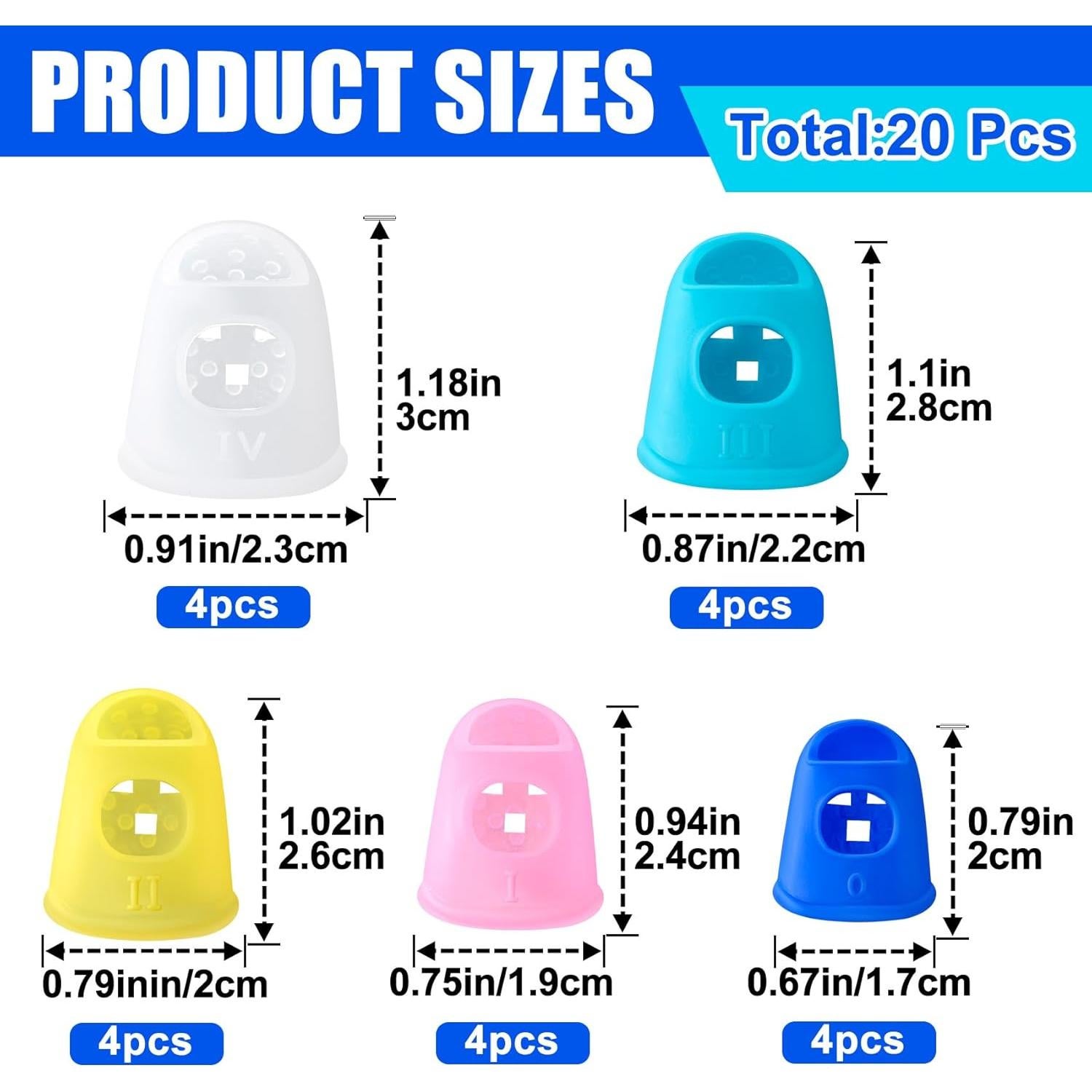 20 Protectores de Punta de Dedo de Goma Pndeyo - 5 Colores