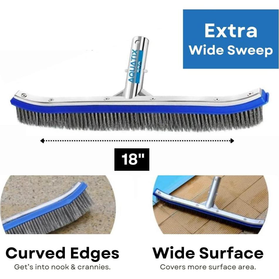 Cepillo de limpieza para piscina Aquatix Pro 45.72 cm acero
