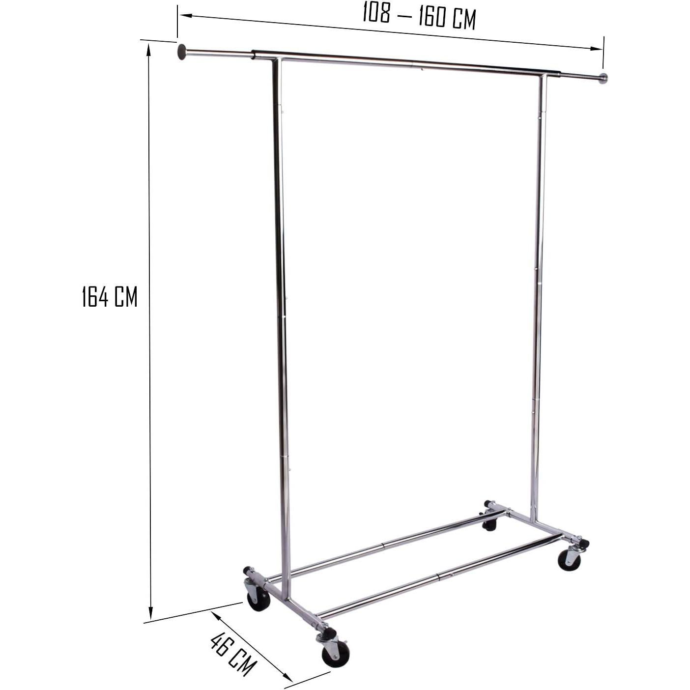 Soporte de Ropa Plegable DRM, Capacidad 113 kg, Cromo
