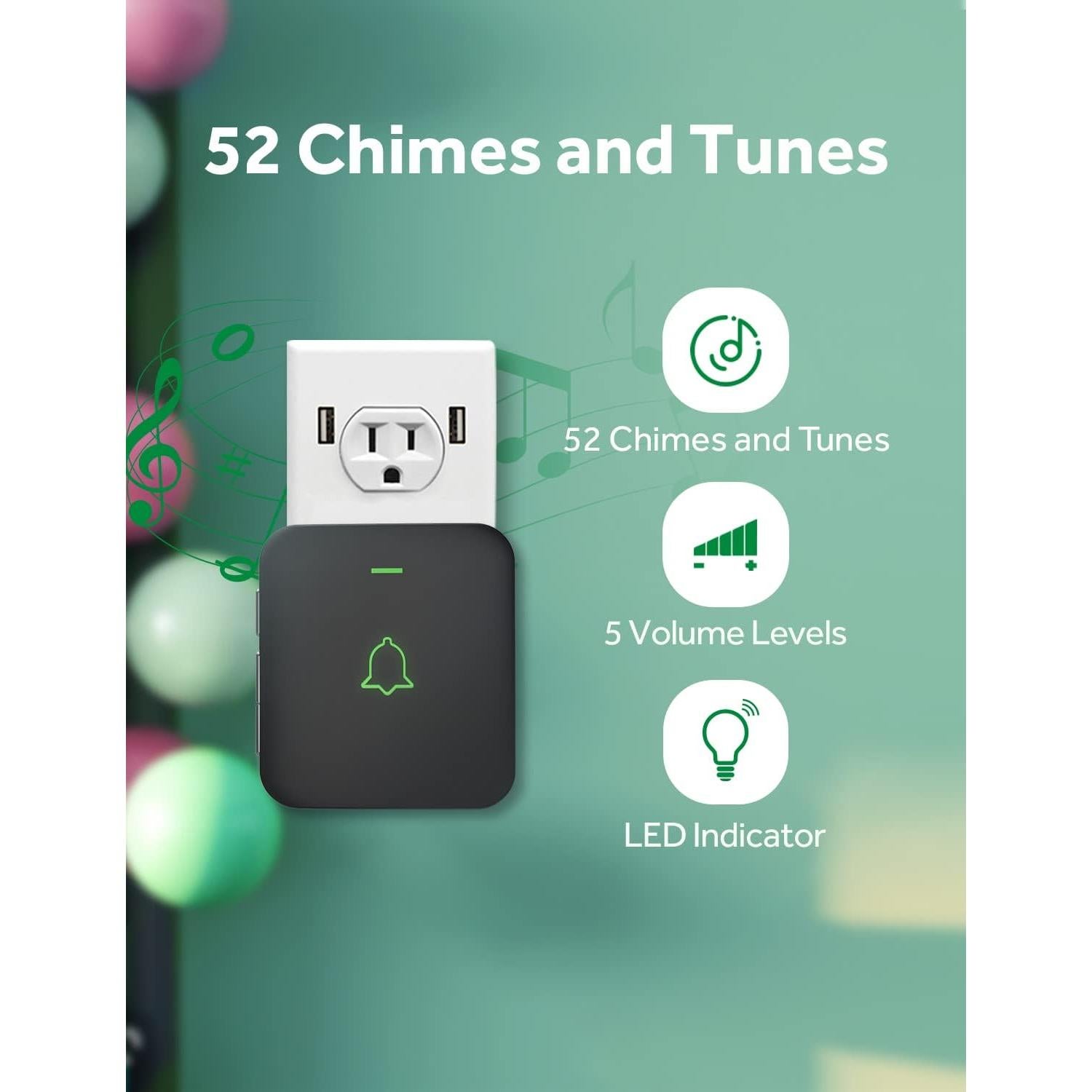 Timbre Inalámbrico AVANTEK CB-11 Impermeable 1000 Pies 52 Melodías