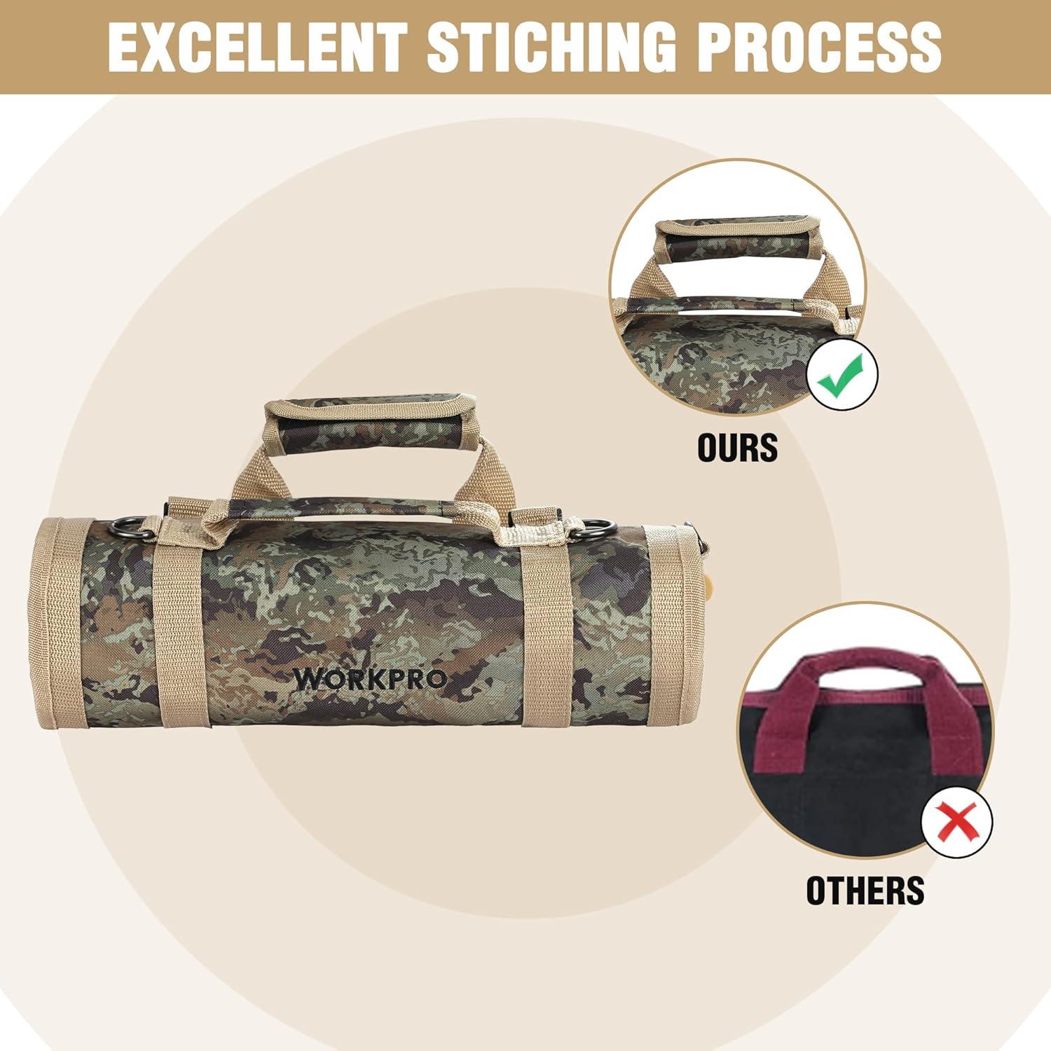 Bolsa de Herramientas WORKPRO Camuflaje 6 Bolsillos 55,88 cm