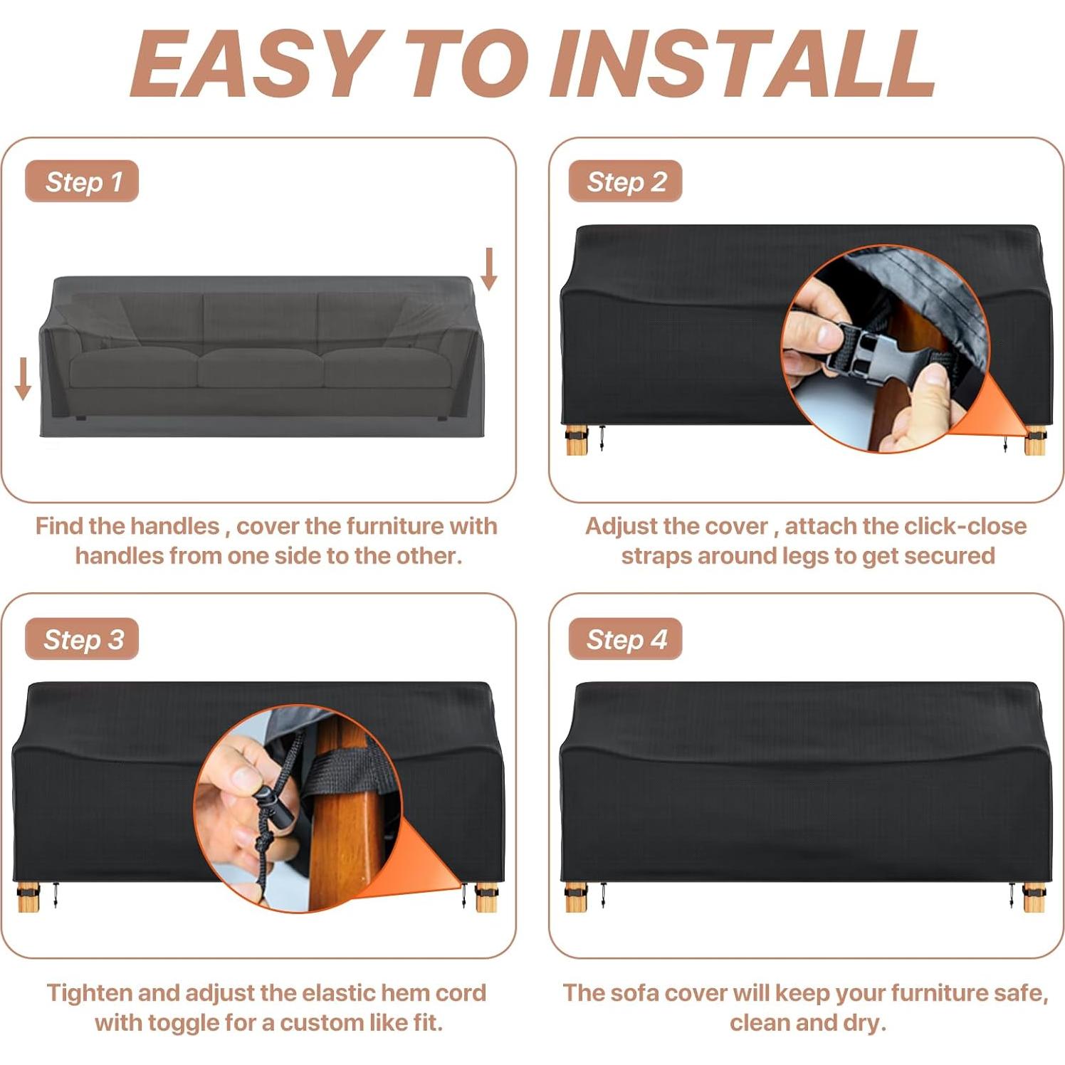 Cubierta de Sofá de Exterior Impermeable Likorlove 264x102x89 cm