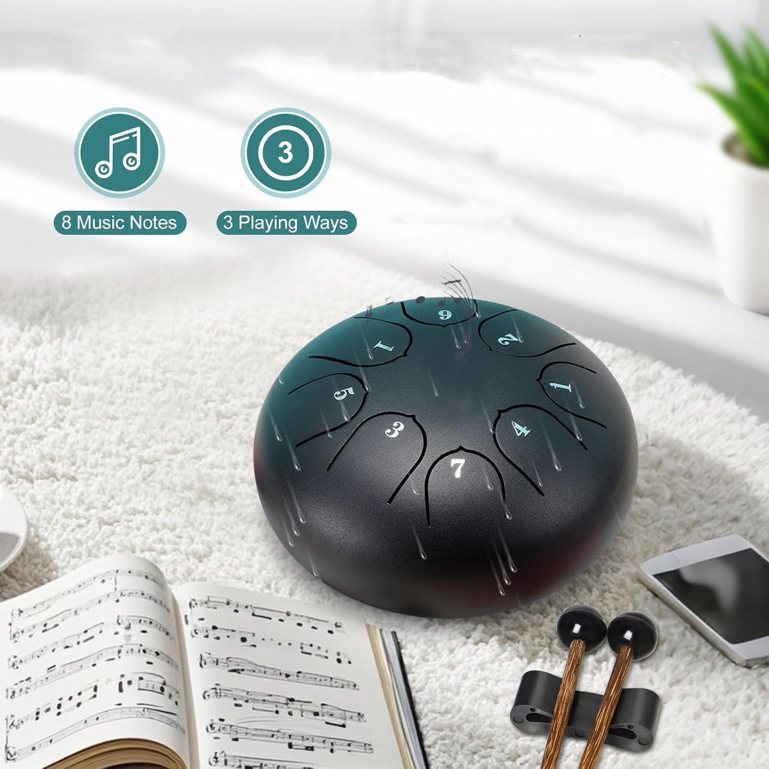 Tambor de Lluvia ILWHE 15.24 cm Negro, 8 Notas, Acero Duradero