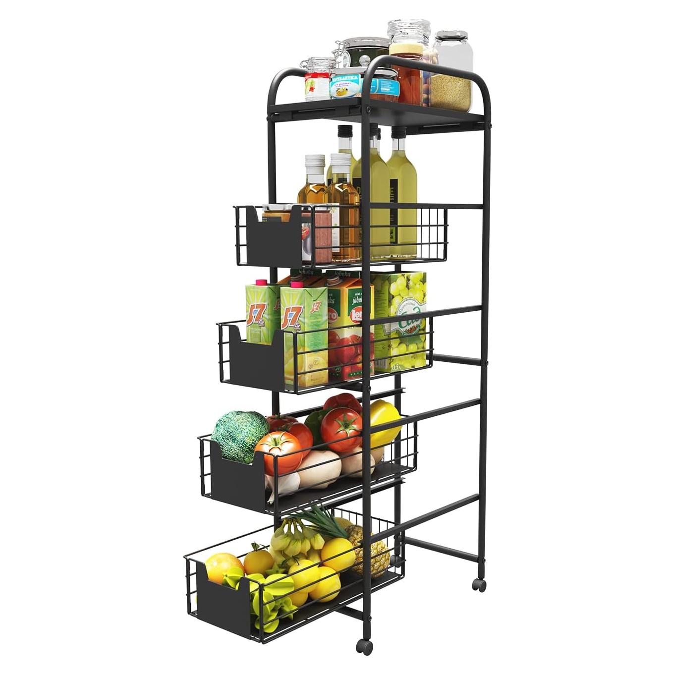 Carro Rodante Delgado WHIFEA 5 Niveles Metal Negro