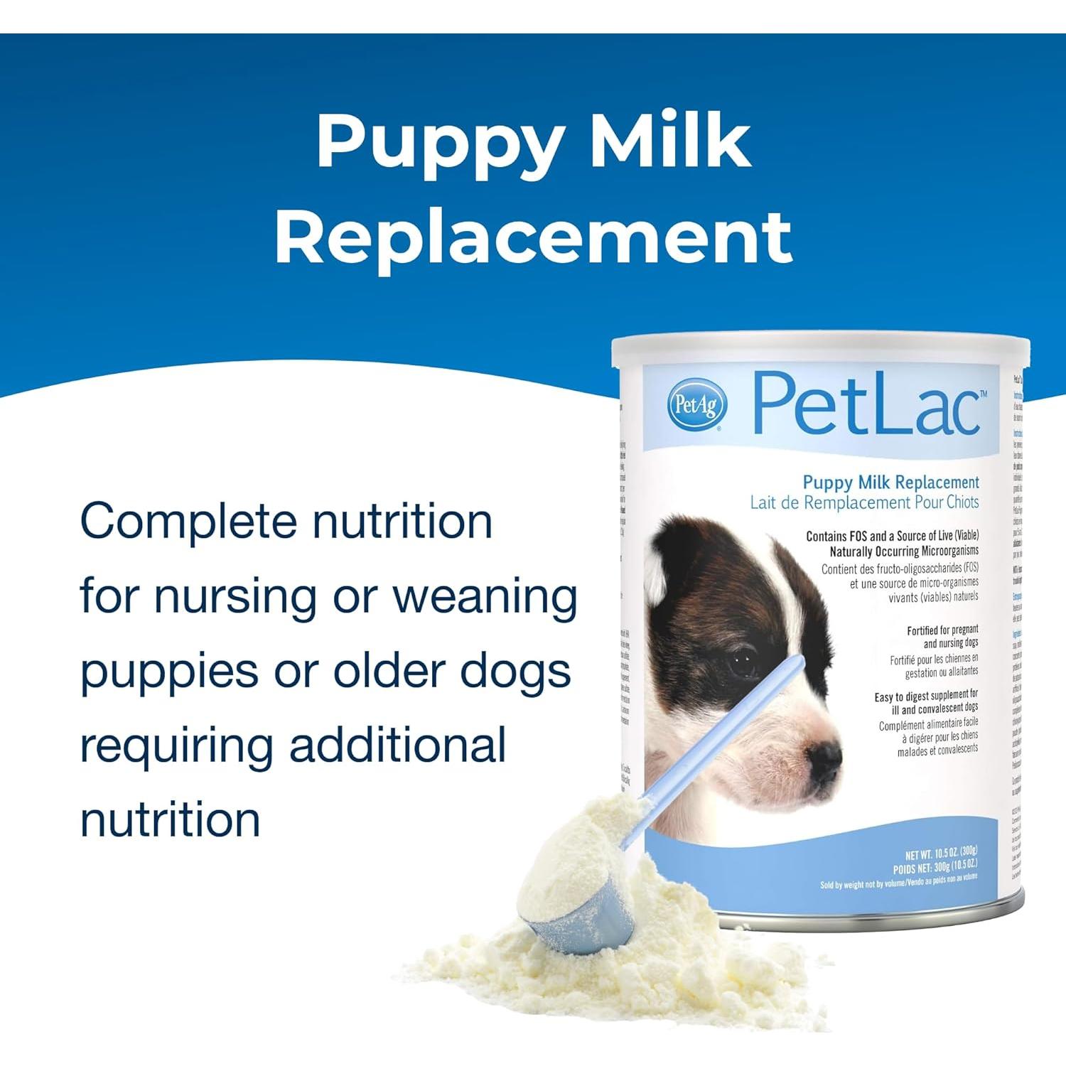 Pet-Ag PetLac Polvo Sustituto de Leche para Cachorros 298 g