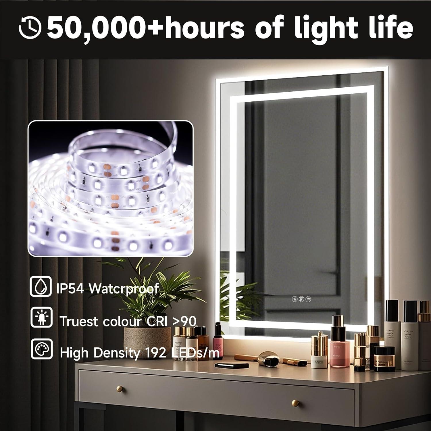 Espejo de Baño LED BALUXCA 71x50 cm con Anti-vaho y Sensor