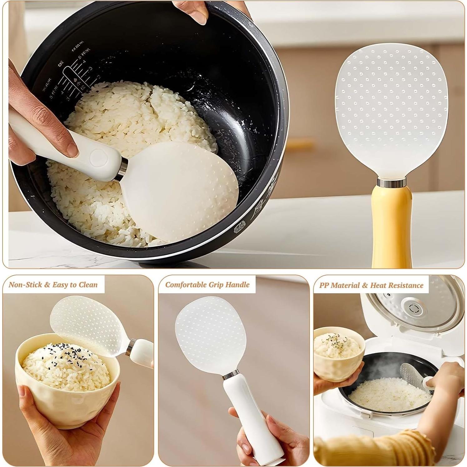 Paleta de Arroz Tizee con Ventosa Antiadherente - Blanco