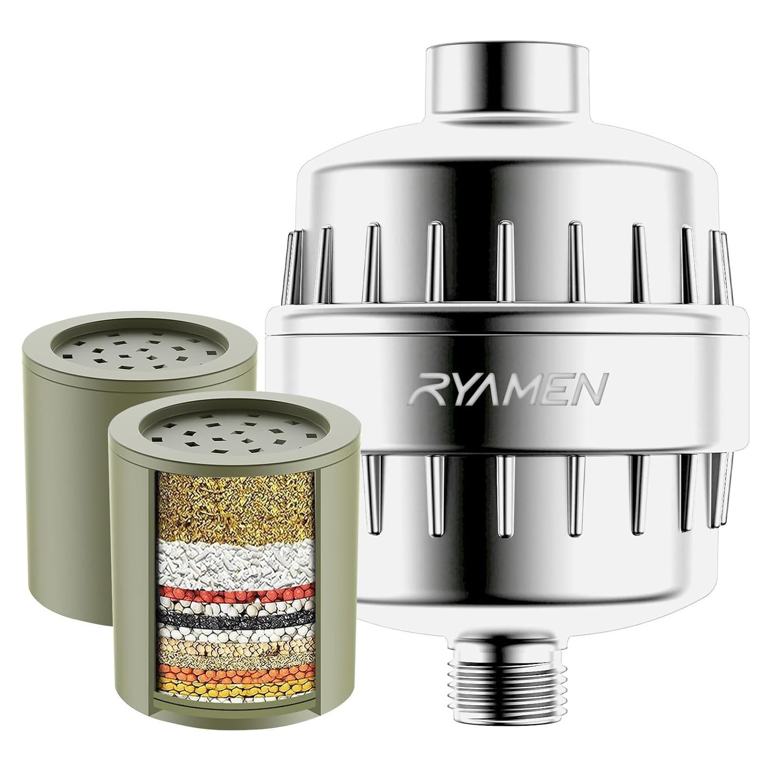 Filtro de Ducha Ryamen Plata 2 Cartuchos 99% Remoción Agua Dura