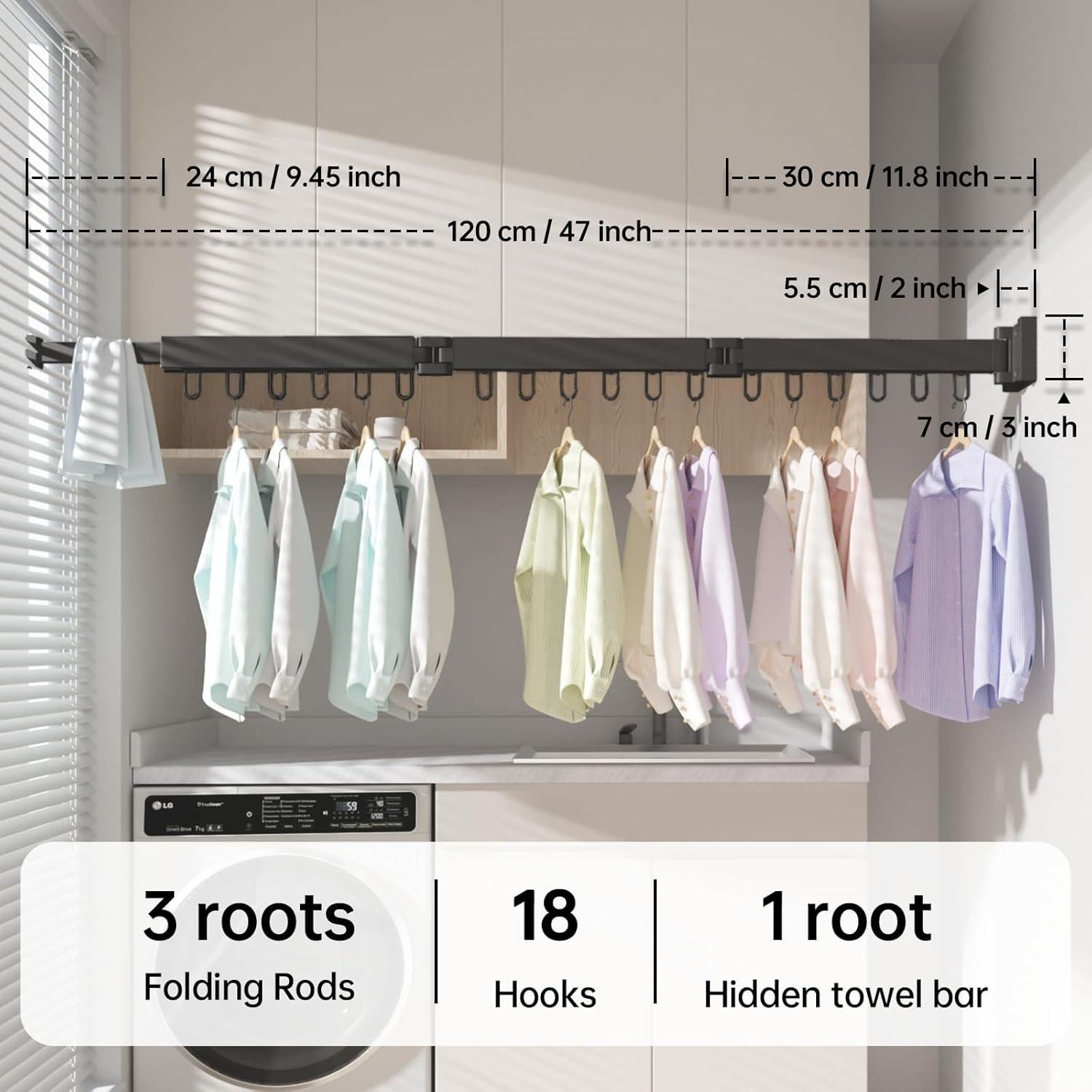 Estante Plegable para Secar Ropa Abiglifty 18 Ganchos Negro