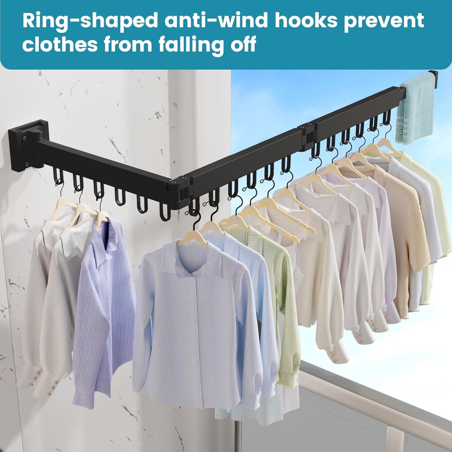 Estante Plegable para Secar Ropa Abiglifty 18 Ganchos Negro