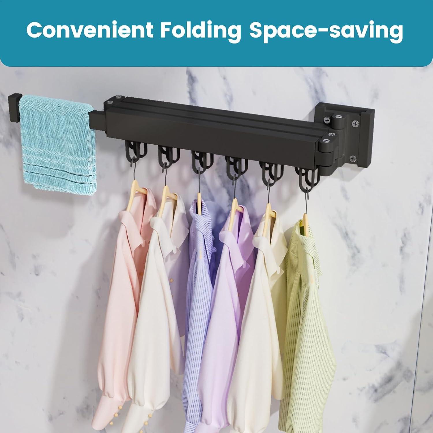 Estante Plegable para Secar Ropa Abiglifty 18 Ganchos Negro