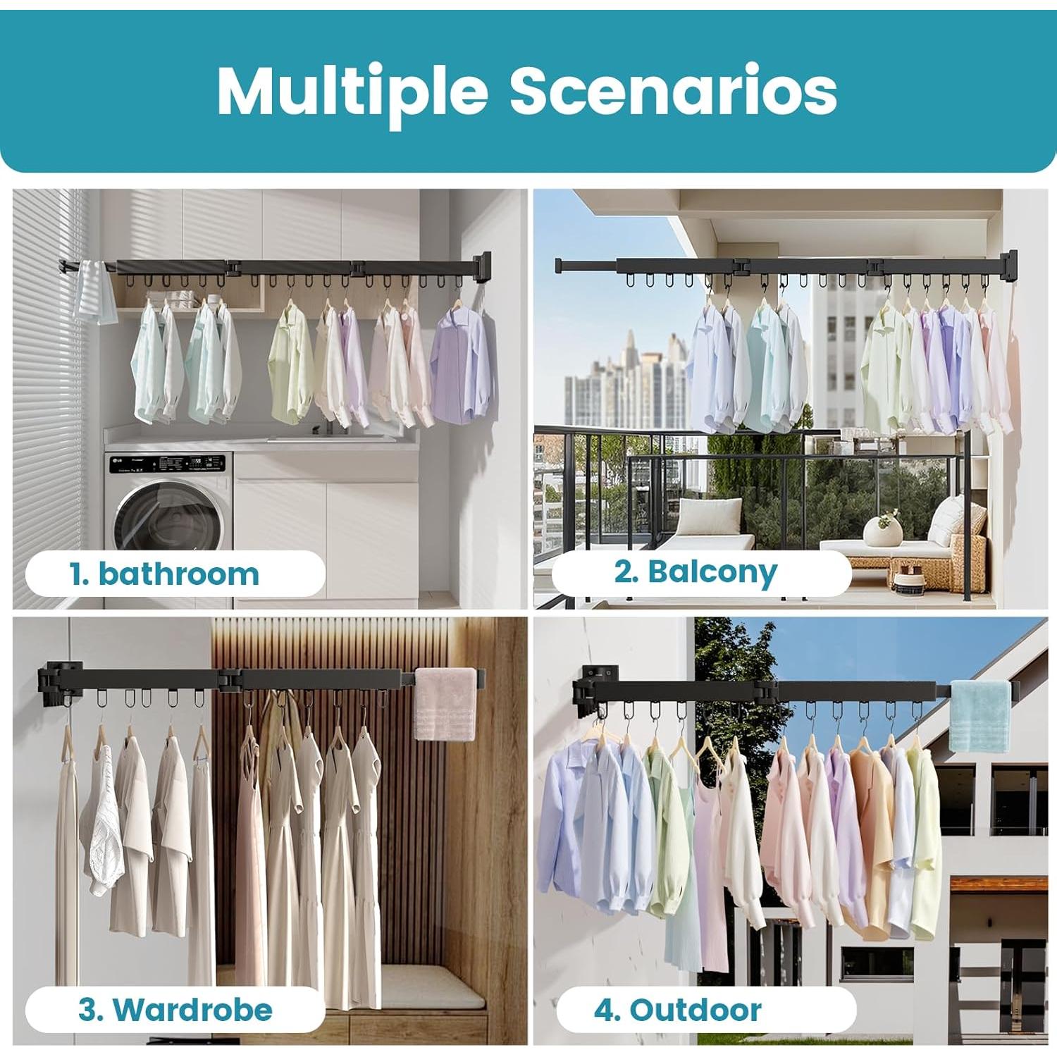 Estante Plegable para Secar Ropa Abiglifty 18 Ganchos Negro