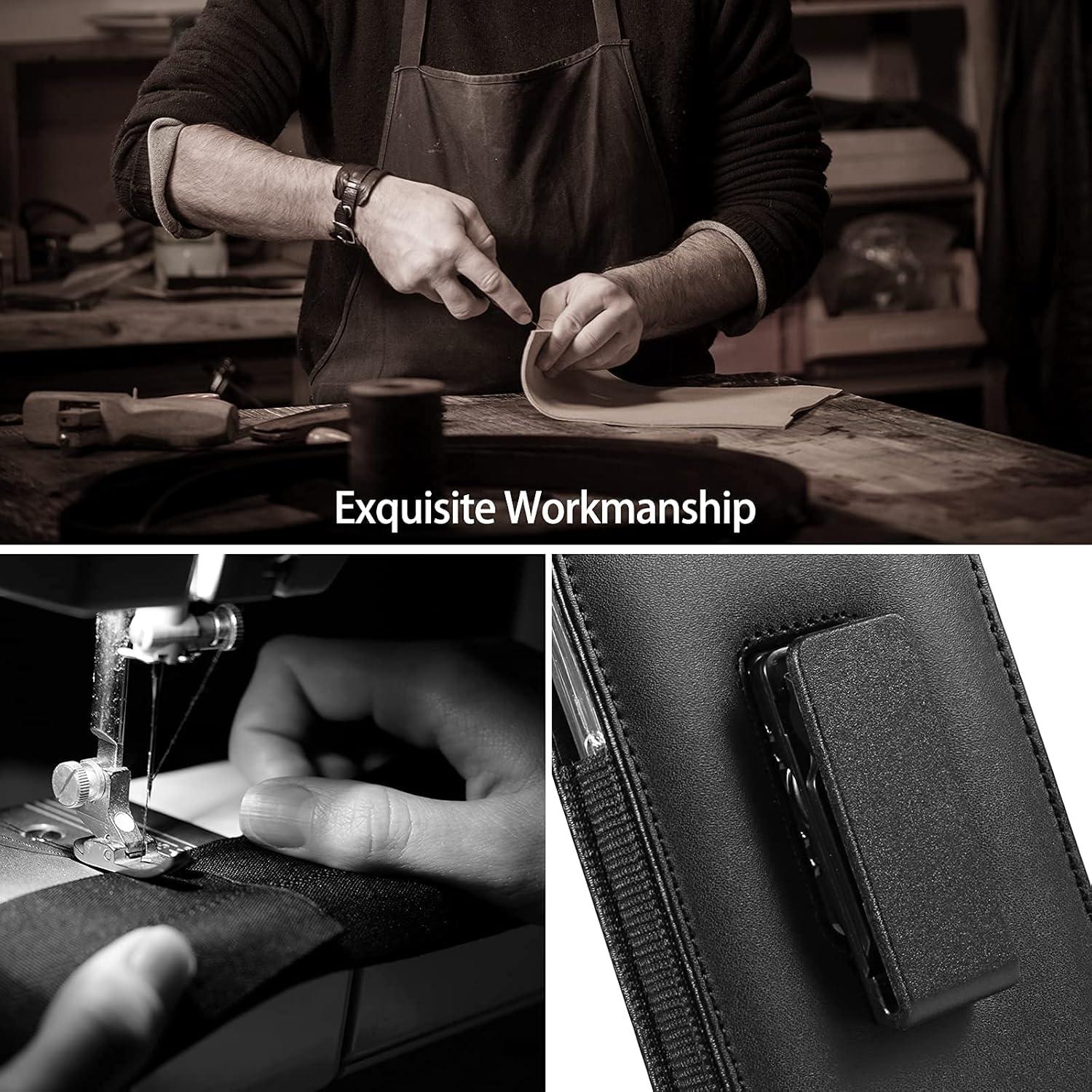 Funda de cuero PU Seqoiyia con clip giratorio para teléfonos grandes