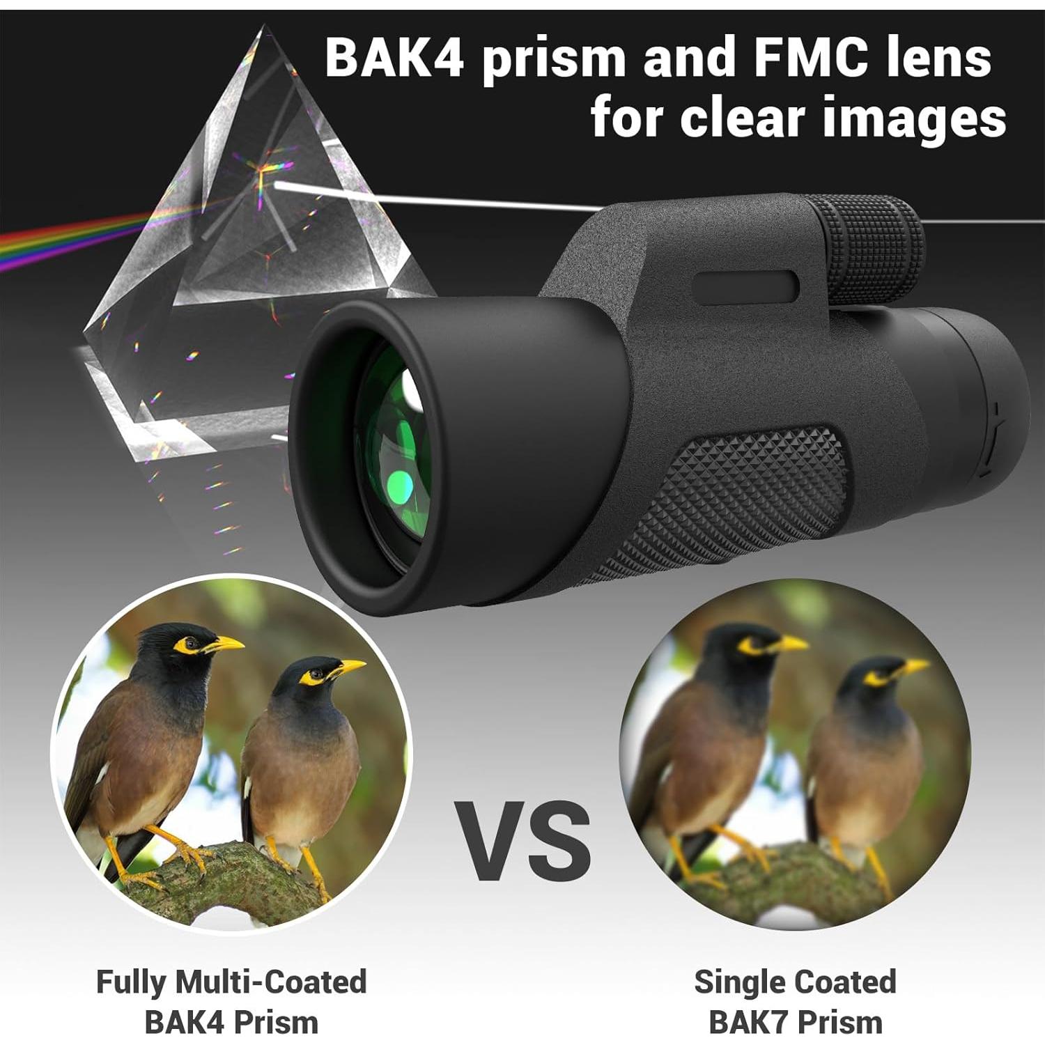 Telescopio Monocular 12x42 AMITHER con Adaptador para Smartphone