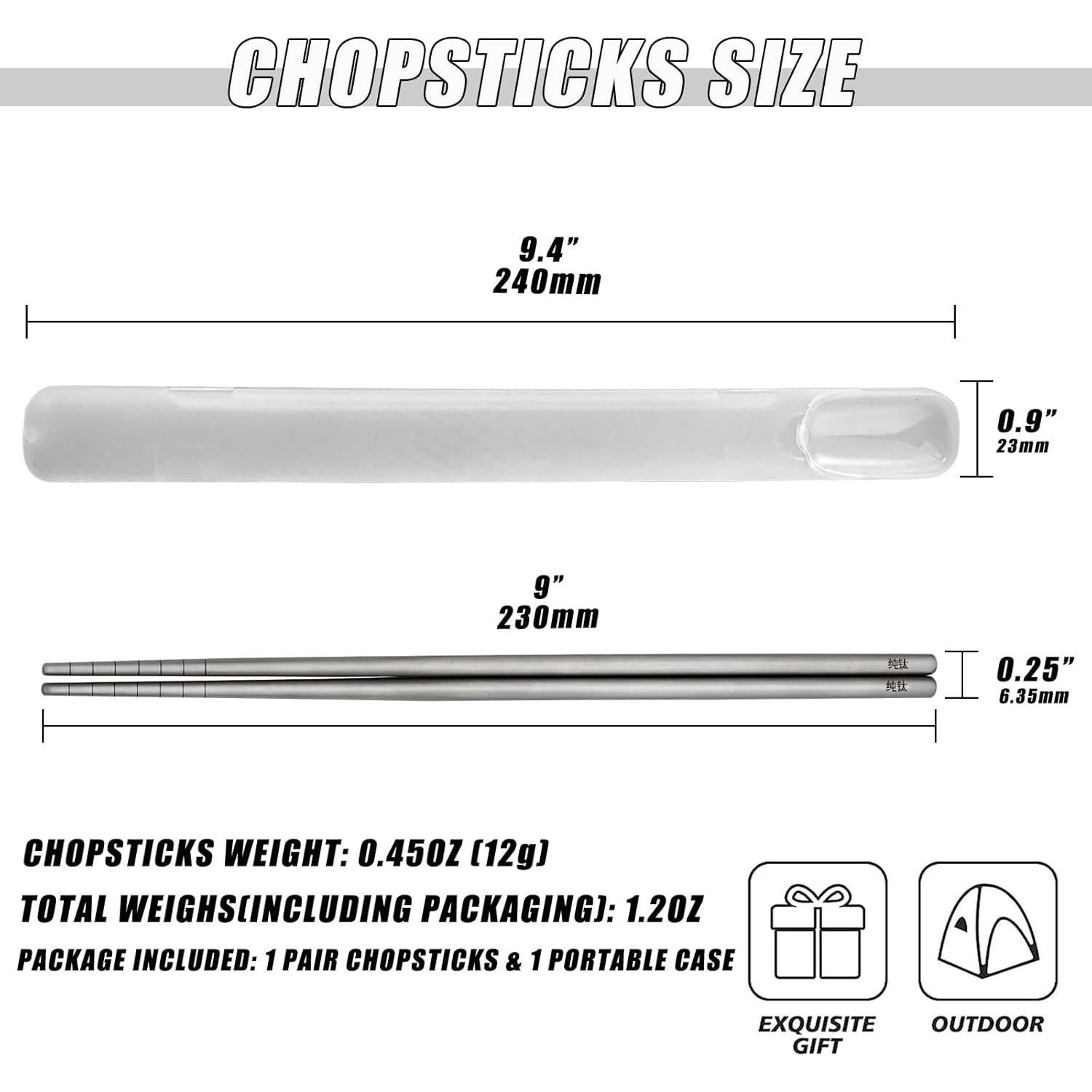 Palillos de Titanio Carimee 230mm Antideslizantes con Estuche