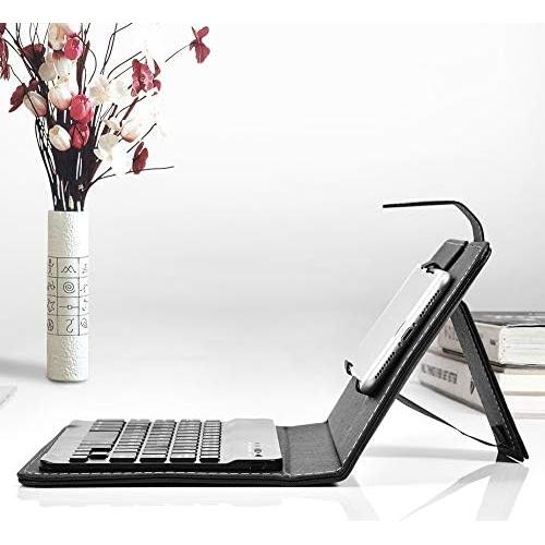 Teclado Bluetooth Portátil con Funda de Cuero PU para Móviles 4.5''-6.8''