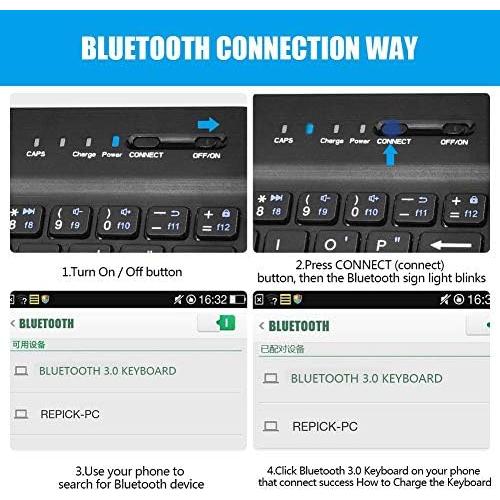 Teclado Bluetooth Portátil con Funda de Cuero PU para Móviles 4.5''-6.8''