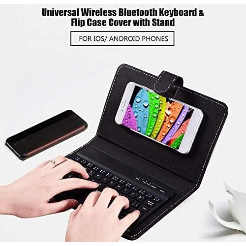 Teclado Bluetooth Portátil con Funda de Cuero PU para Móviles 4.5''-6.8''