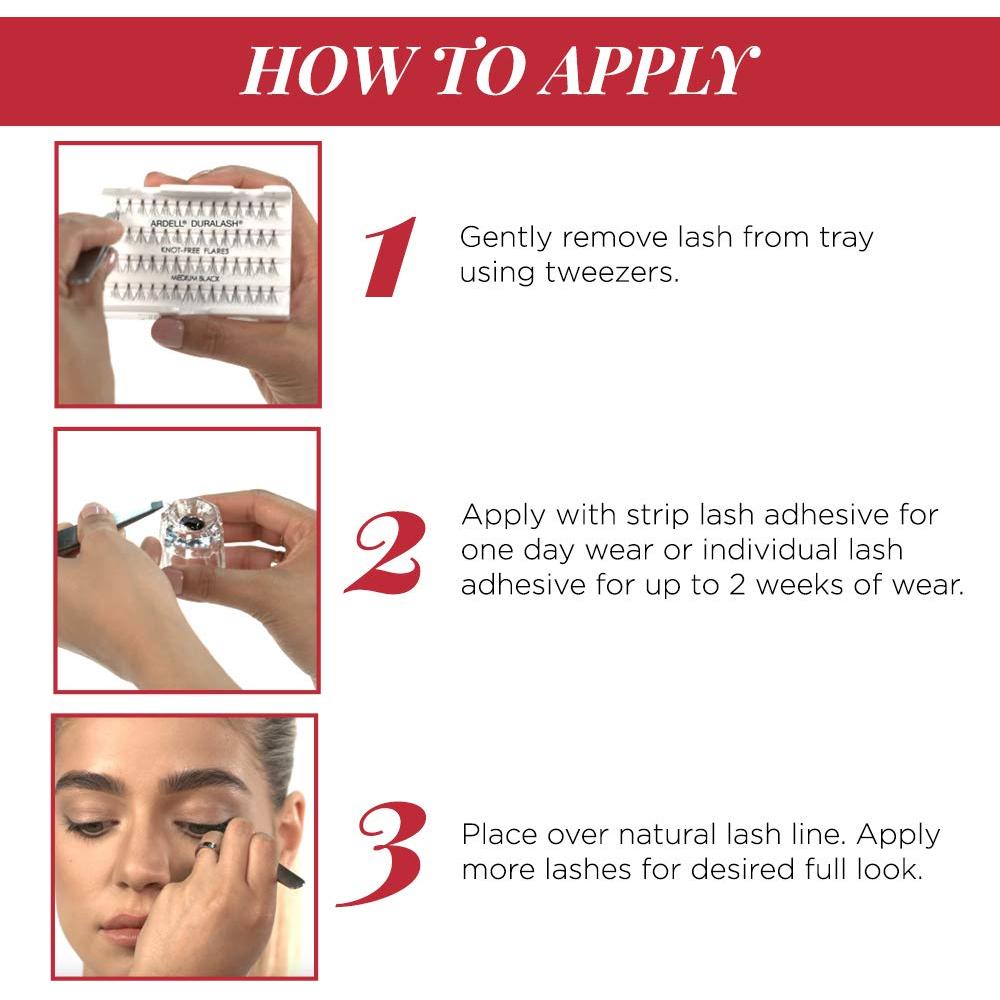 Pestañas Falsas Ardell Triple Individuales Sin Nudos Negras