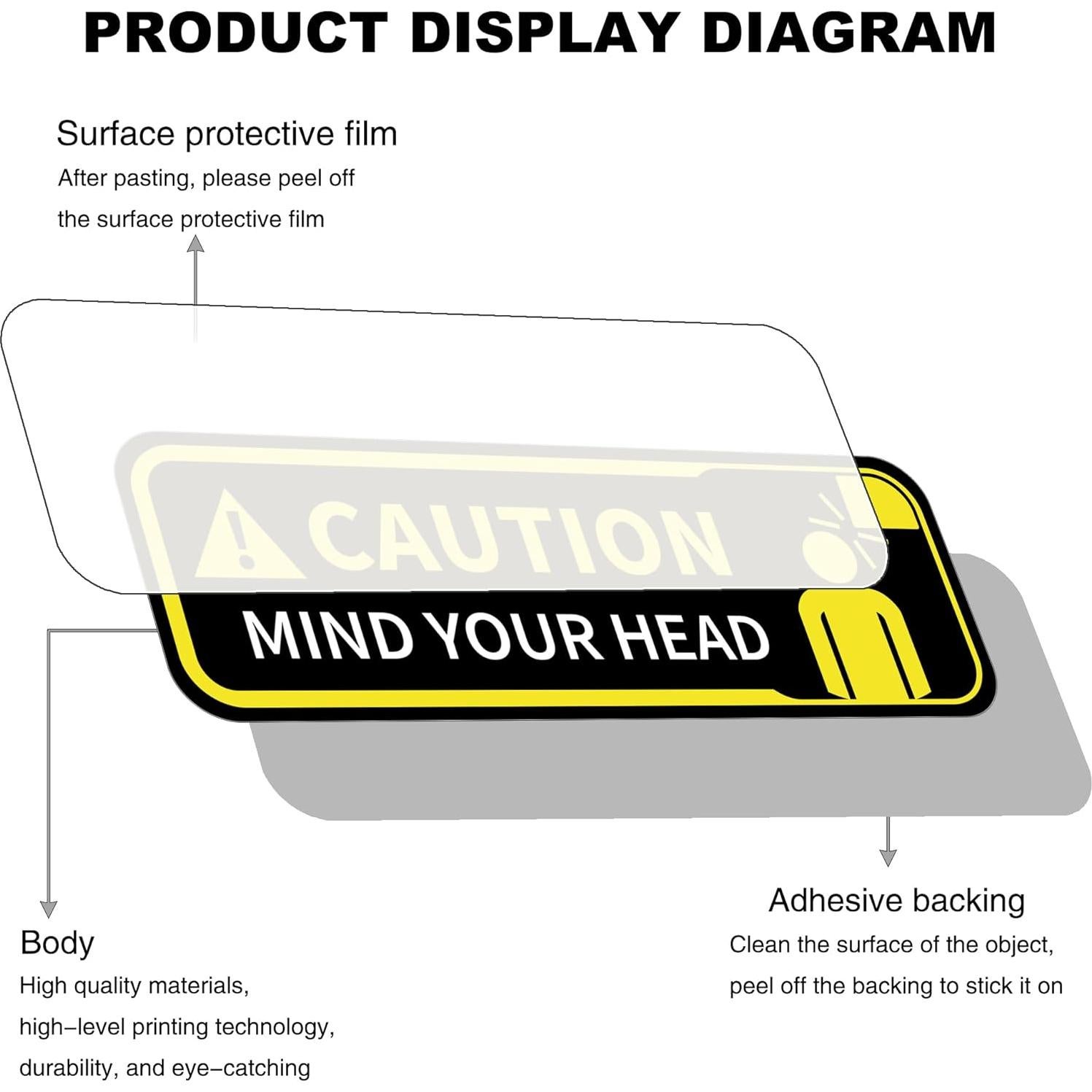 Señal de Cuidado con la Cabeza LONGMUU Vinilo 30x10 cm