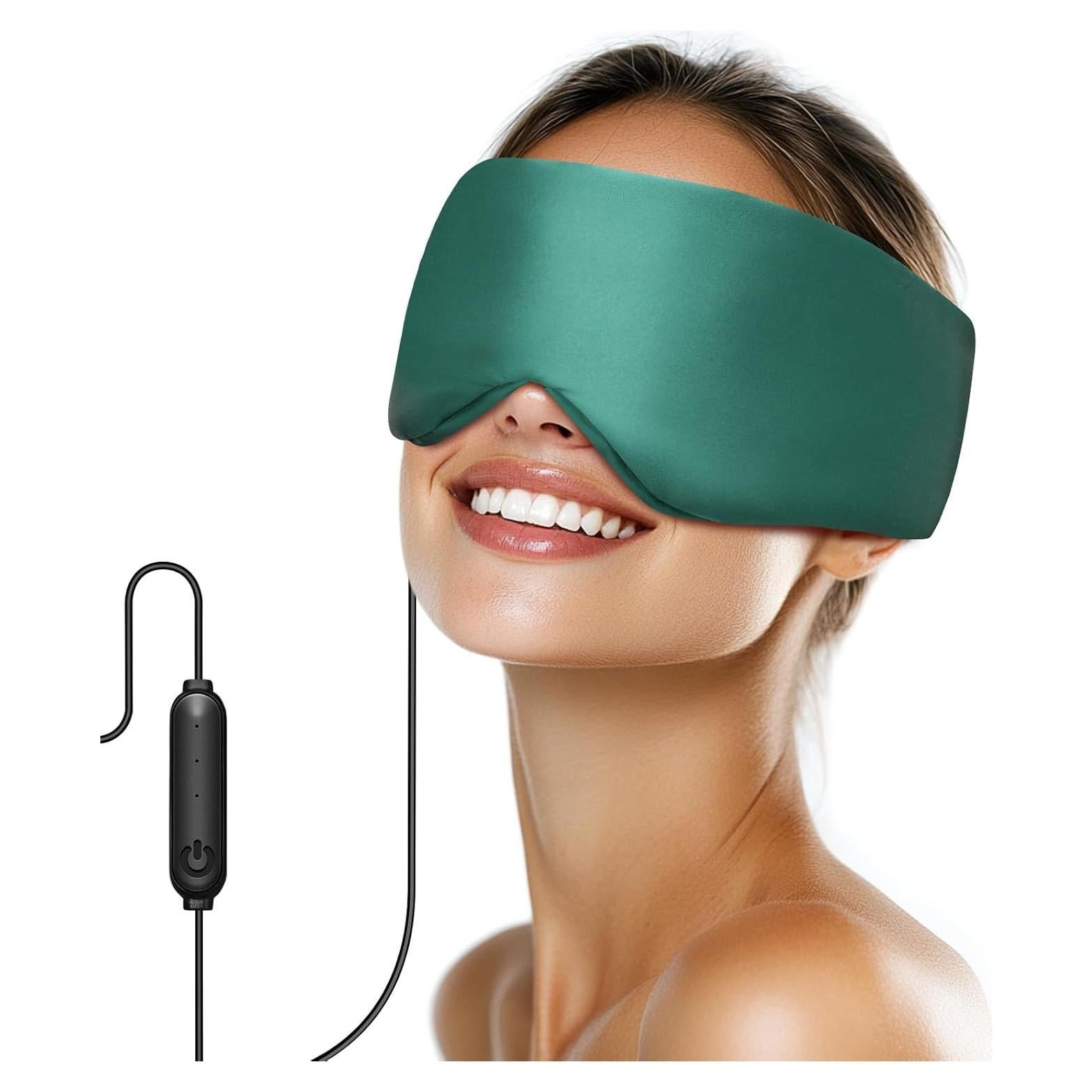 Máscara Térmica de Ojos FERVORSOFT Verde, Alivio Sinusal USB