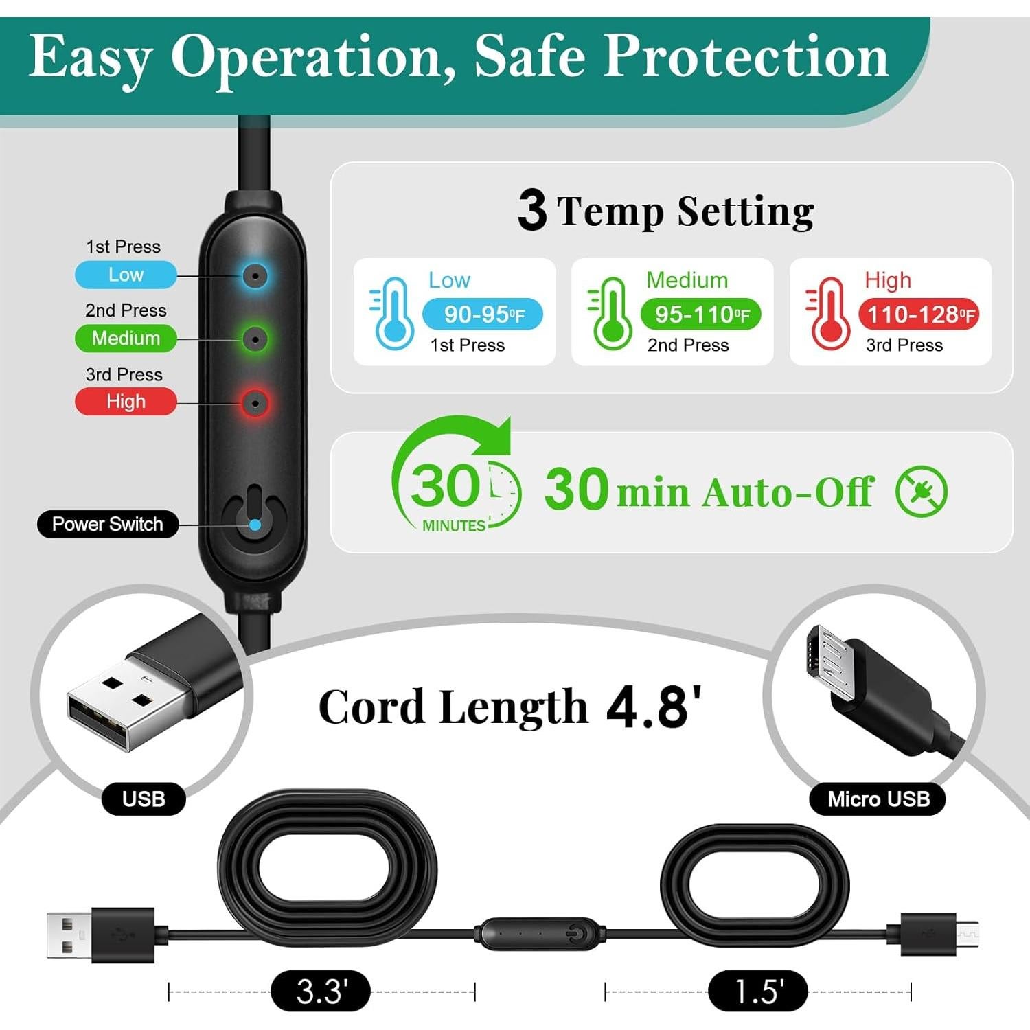 Máscara Térmica de Ojos FERVORSOFT Verde, Alivio Sinusal USB