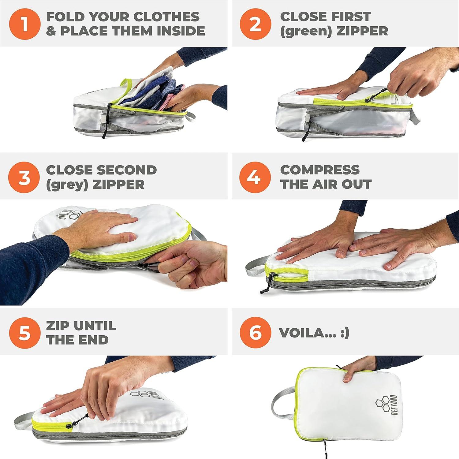 Juego de Cubos de Compresión Beeyond - 6 Piezas para Viaje