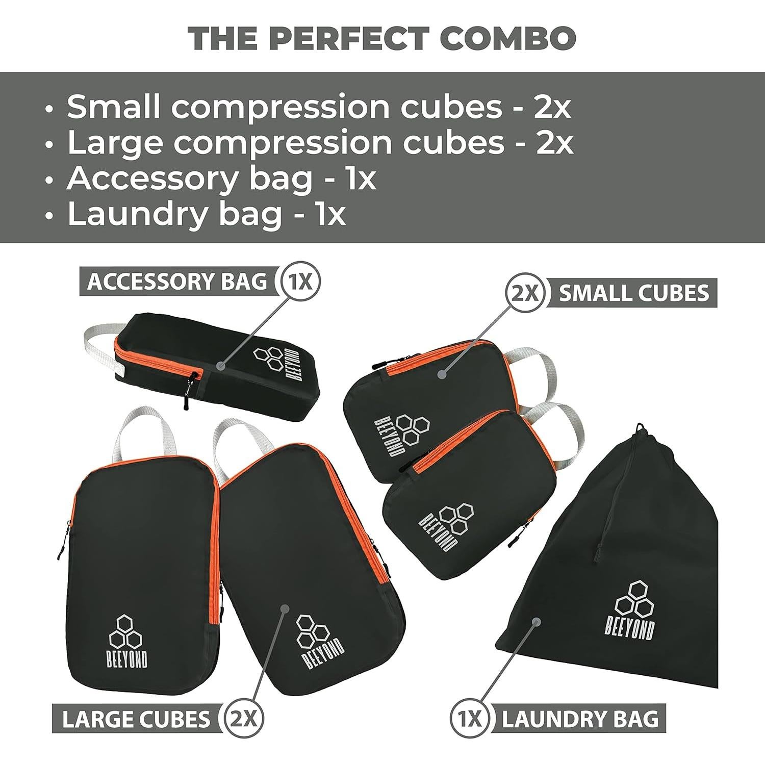 Juego de Cubos de Compresión Beeyond - 6 Piezas para Viaje