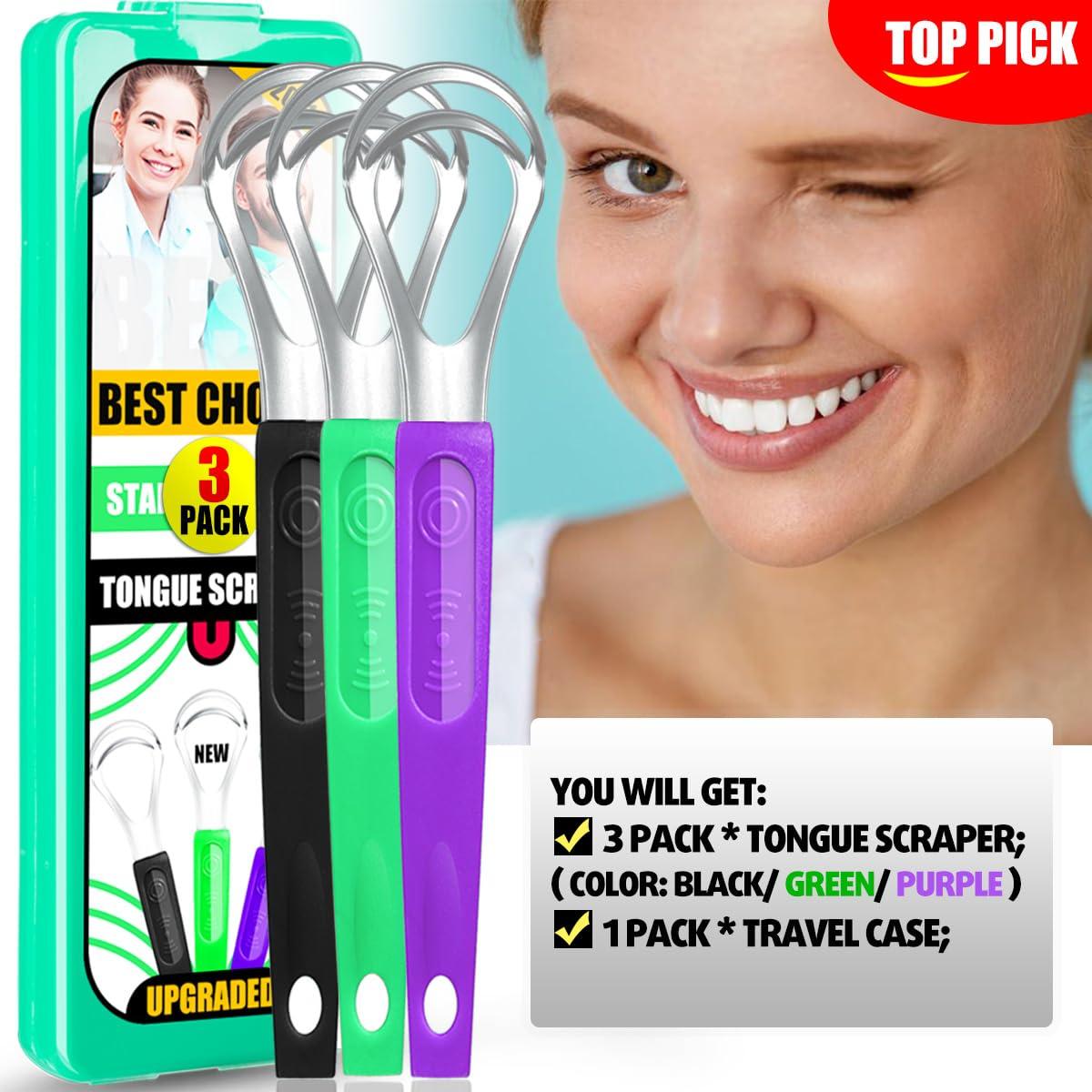 Paquete de 3 Raspadores de Lengua de Acero Inoxidable CATACC PRO