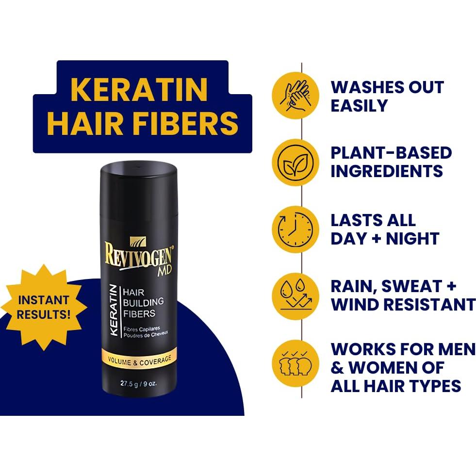 Fibras de Cabello de Queratina Revivogen MD 25.5g Negro