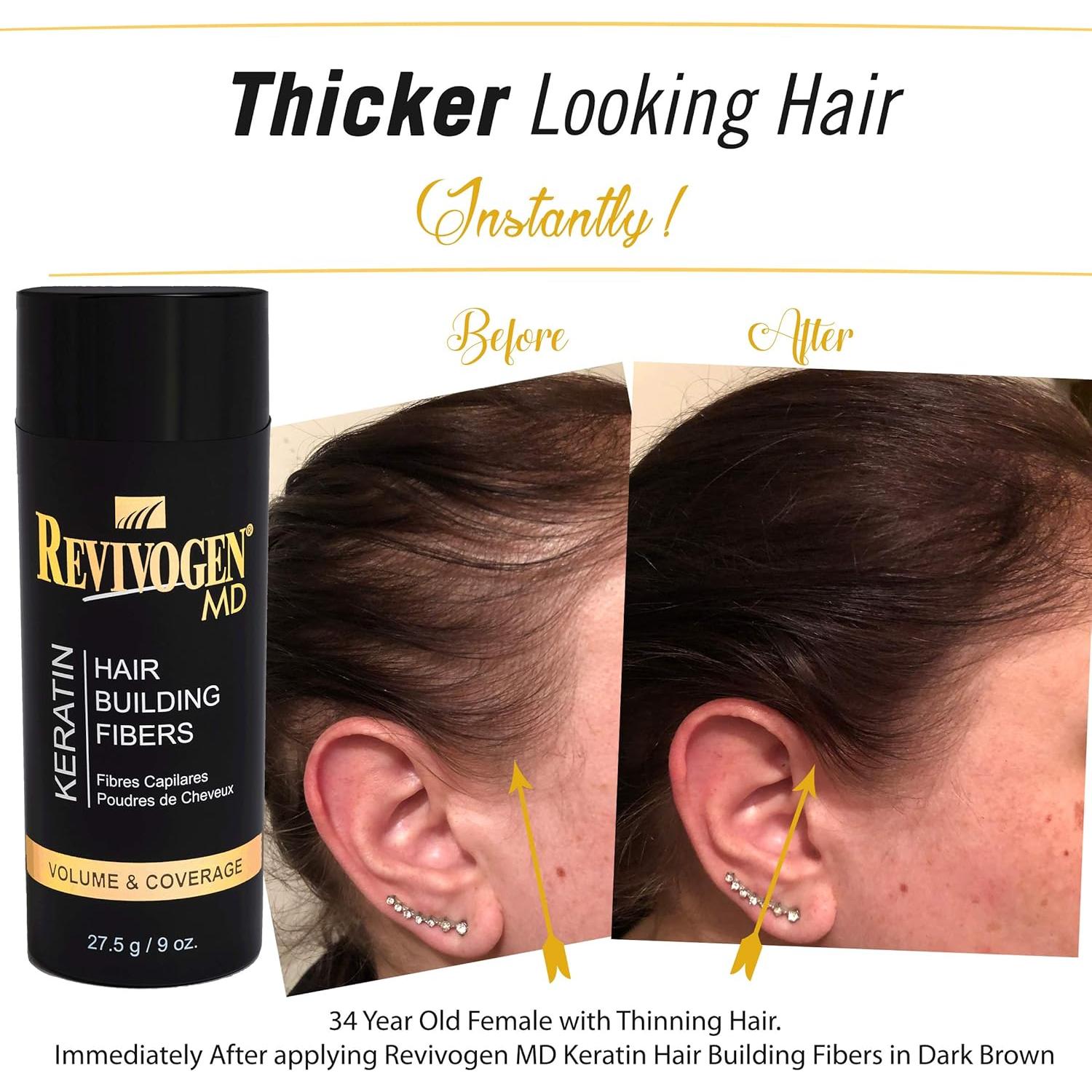 Fibras de Cabello de Queratina Revivogen MD 25.5g Negro