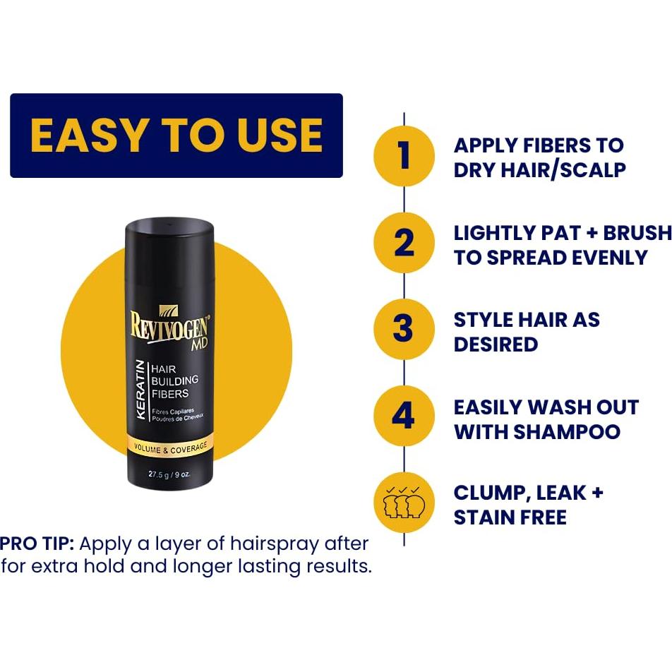 Fibras de Cabello de Queratina Revivogen MD 25.5g Negro