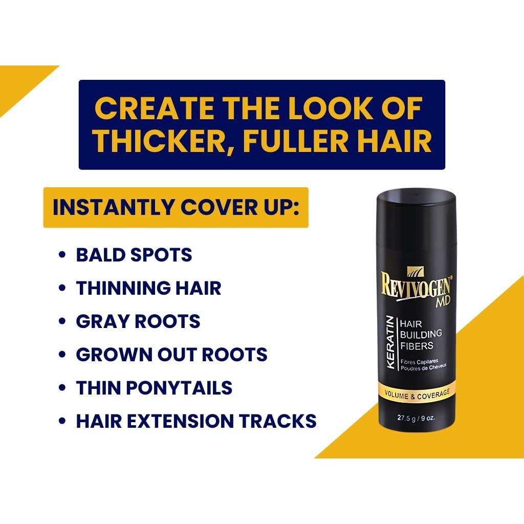 Fibras de Cabello de Queratina Revivogen MD 25.5g Negro