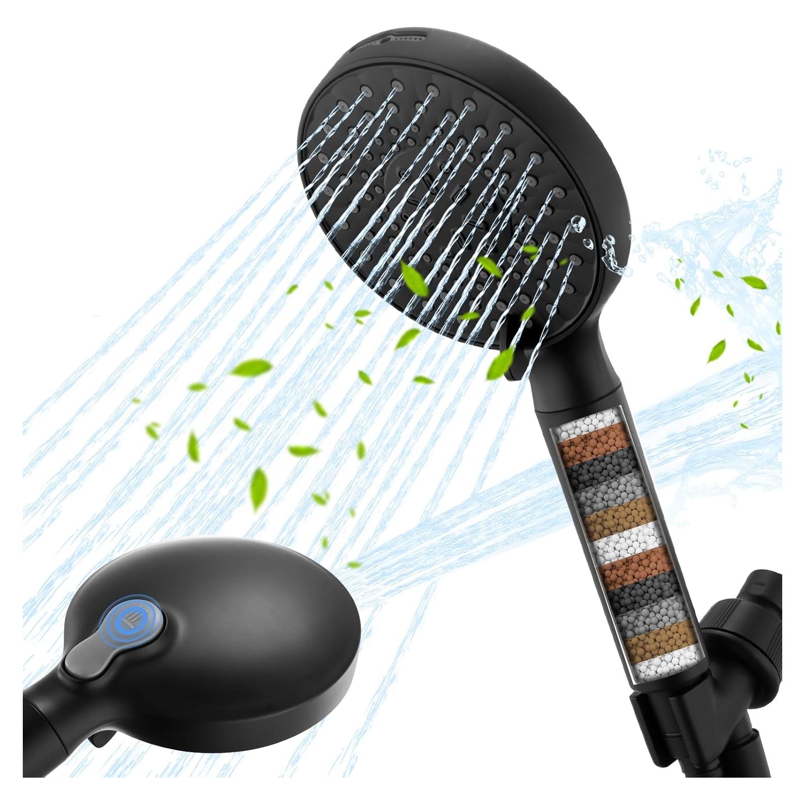 Cabezal de Ducha Filtrado Ryamen Alta Presión 9 Modos Negro