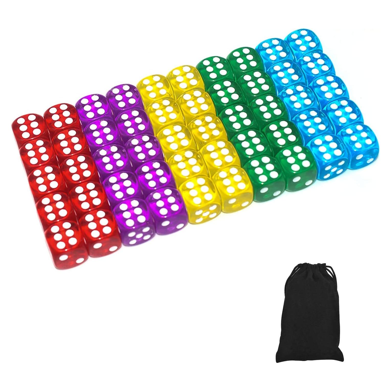 Juego de Dados de 6 Caras GALIREN 50 Piezas 1.4 cm Colores
