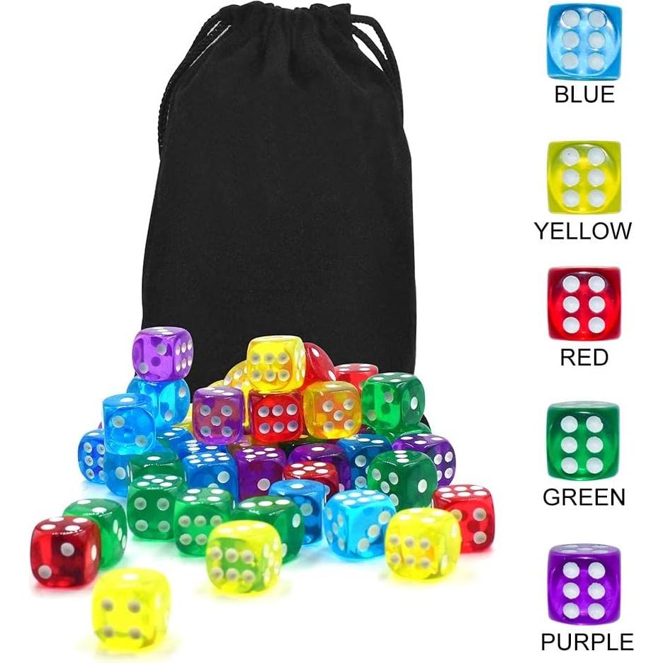Juego de Dados de 6 Caras GALIREN 50 Piezas 1.4 cm Colores