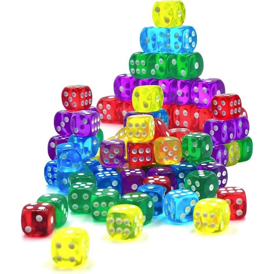 Juego de Dados de 6 Caras GALIREN 50 Piezas 1.4 cm Colores