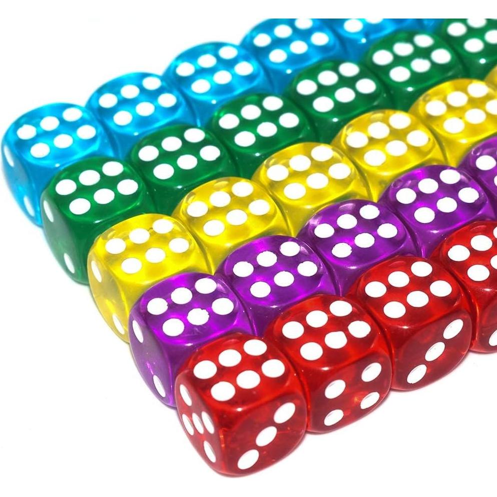 Juego de Dados de 6 Caras GALIREN 50 Piezas 1.4 cm Colores