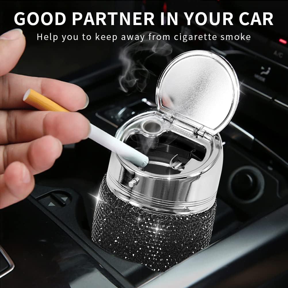 Cenicero Portátil para Auto EING de Acero Inoxidable Negro