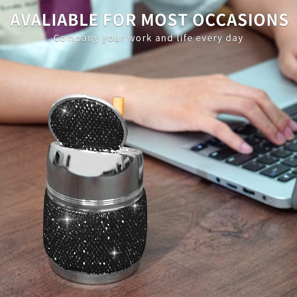 Cenicero Portátil para Auto EING de Acero Inoxidable Negro