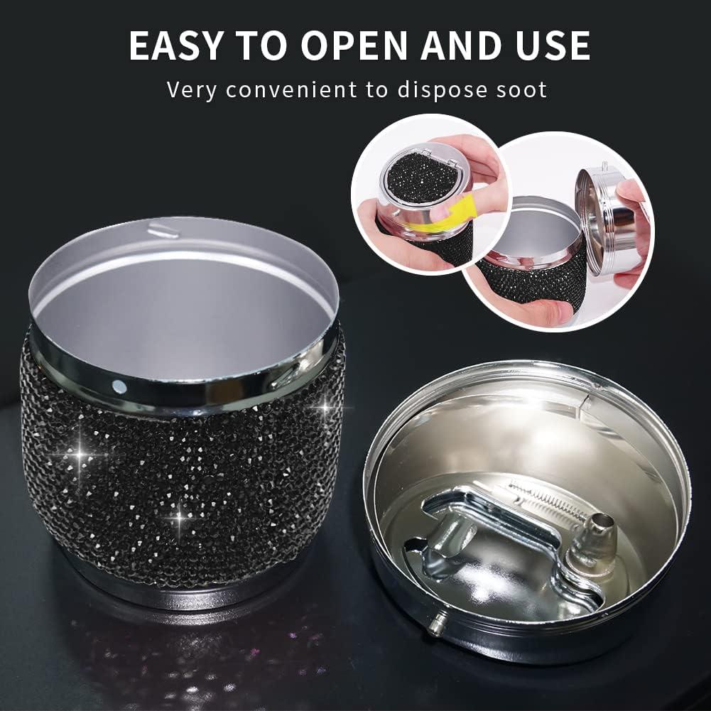 Cenicero Portátil para Auto EING de Acero Inoxidable Negro