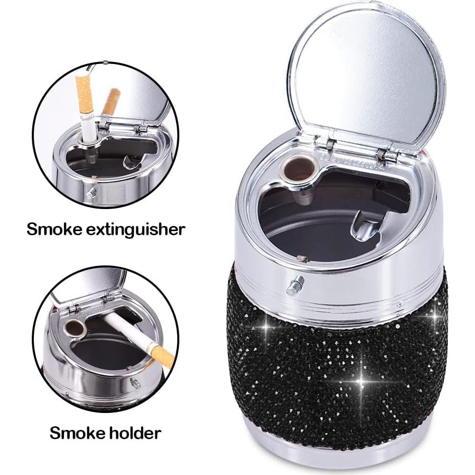 Cenicero Portátil para Auto EING de Acero Inoxidable Negro