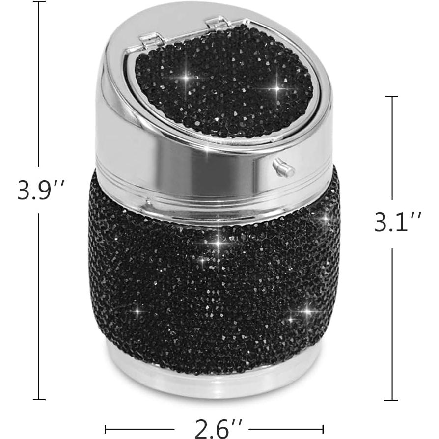 Cenicero Portátil para Auto EING de Acero Inoxidable Negro